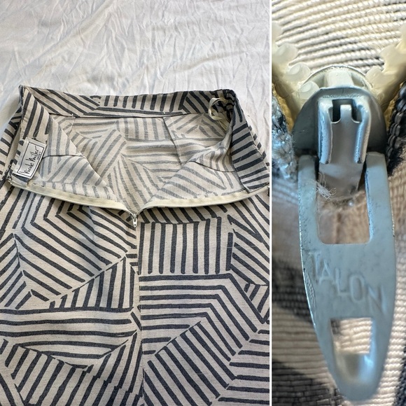 Vintage Nicole Miller Geometric Stripe Skirt Blouse Set Talon Zipper 90s Suit - Picture 7 of 11